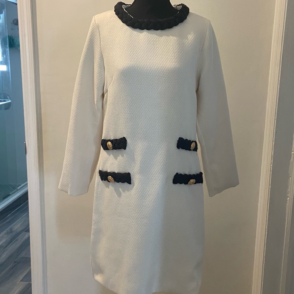 Elegant White Dress with Black Accents